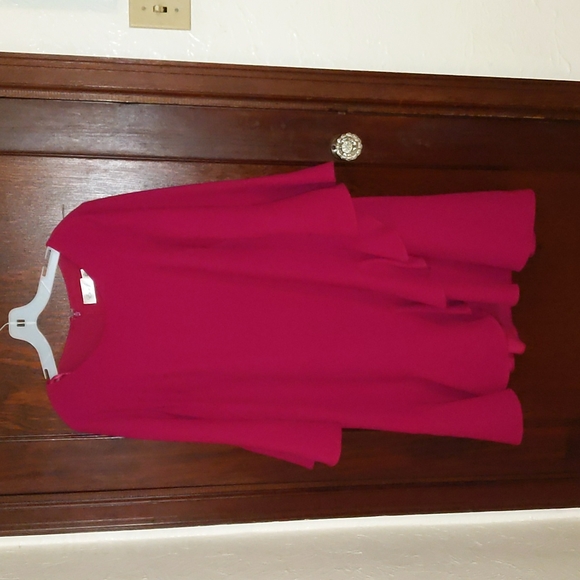 Eliza J. Raspberry Bell Sleeve Ruffle Dress Size 16
